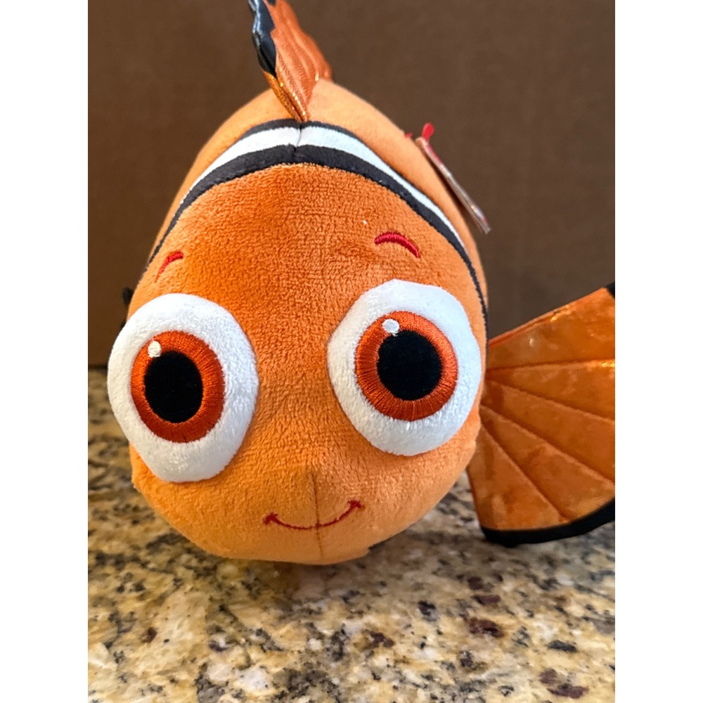 Ty Beanie Buddies Disney Finding Dory Nemo Sparkle Plush Orange Clownfish